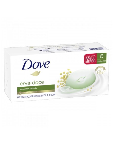 Dove Sabonete Leve + Pague - Erva Doce e Camomila Pack Com 6 unidades 90g