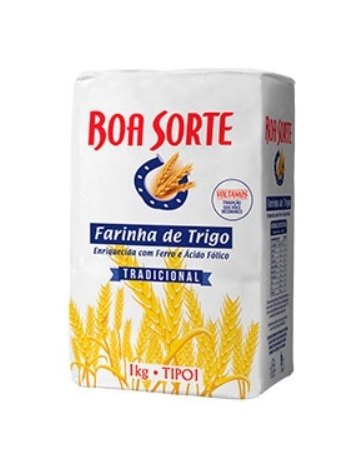 Farinha de Trigo Boa Sorte Tradicional Papel 1kg Fardo com 10 unidades