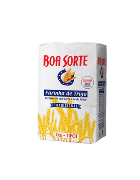 Farinha de Trigo Boa Sorte Tradicional Papel 1kg Fardo com 10 unidades