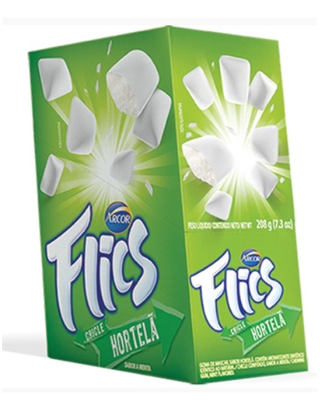 Chiclete Flics Hortelã Display com 12 unidades