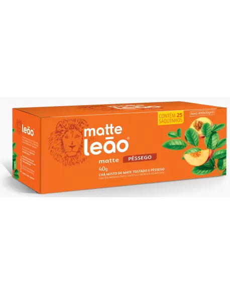 Chá Leão Matte com Pessêgo 40g - 25 sachês de 1,6g