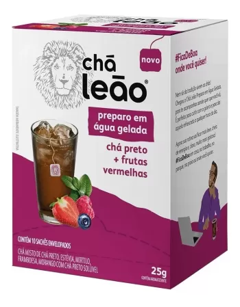 Chá Leão Água Gelada - Preto com Frutas Vermelhas 25g - 10 sachês de 2,5g
