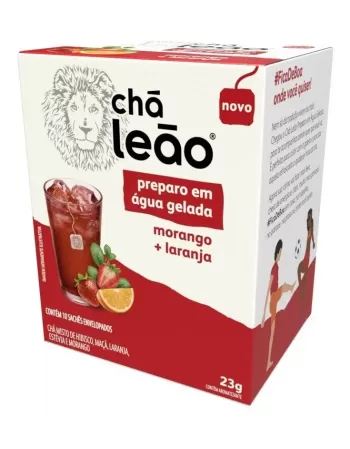 Chá Leão Água Gelada - Morango + Laranja 23g - 10 sachês de 1,3g