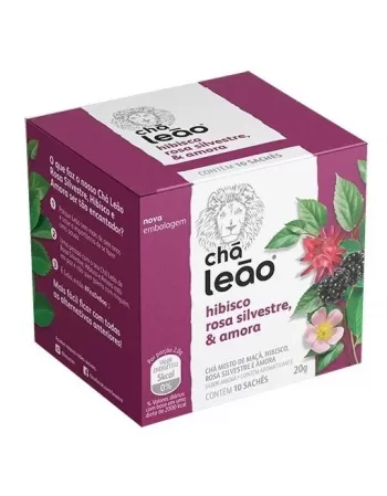 Chá Leão Rosa Silvestre, Hibisco e Amora 20g - 10 sachês de 1,6g