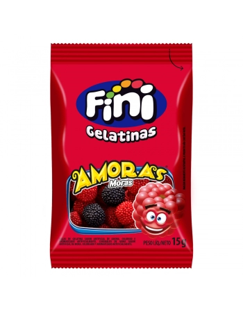 Bala de Gelatina Mini Amoras Fini com 12 Pacotes de 15g