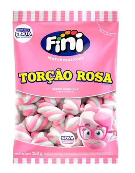 Marshmallows Torção Rosa e Branco Fini 250g