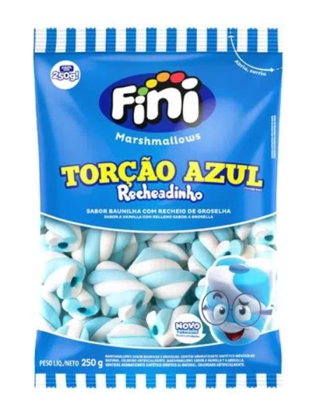 Marshmallows Recheadinho Torção Azul Fini 250g