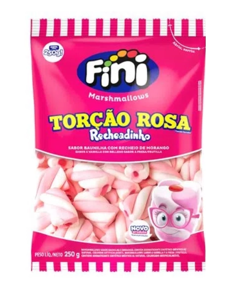 Marshmallows Recheadinho Torção Rosa Fini 250g