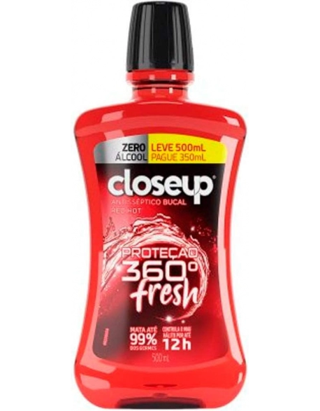 Enxaguante Bucal Antisséptico Zero Álcool Red Hot Closeup 500ml