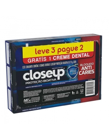 Closeup Proteção Bioativa Bloqueio Anticáries 3x70g