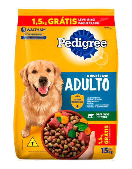 PEDIGREE® Adulto Raças Grandes Carne e Vegetais Leve 15kg Pague 13,5kg