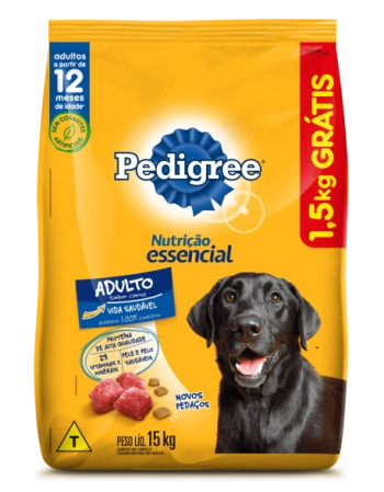 PEDIGREE® Nutrição Essencial Adulto Carne Leve 15kg Pague 13,5kg 