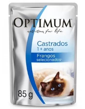 Ração Úmida Optimum Sachê para Gatos Castrados Sabor Frango - 85g