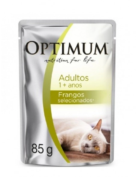 Ração Úmida Optimum Sachê para Gatos Adultos Sabor Frango - 85g