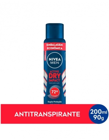 Nivea Men Desodorante Antitranspirante Aerosol Dry Impact Leve 200ml Pague 150ml