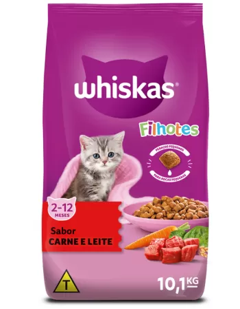 Ração WHISKAS® para Gatos Filhotes Sabor Carne e Leite 10,1kg