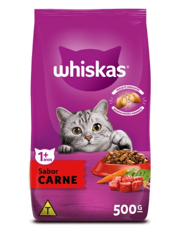 Ração WHISKAS® Adulto Sabor Carne 500g