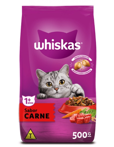 Ração WHISKAS® Adulto Sabor Carne 500g