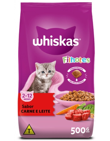 Ração WHISKAS® Filhotes Sabor Carne e Leite 500g