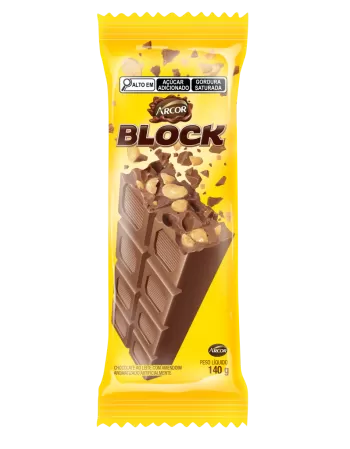 Tablete Chocolate Block Arcor Display com 12 unidades de 140g