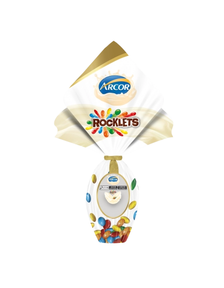 Ovo de Páscoa Rocklets Branco Arcor 220g