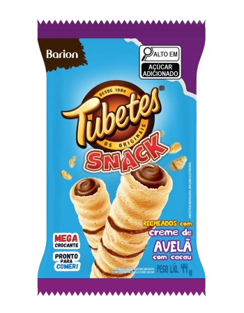 Tubetes® Snack Rolinho De Wafer Recheado Avelã Barion 44g Display com 12 unidades