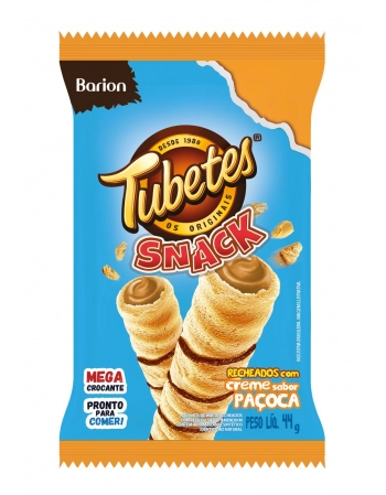 Tubetes® Snack Rolinho De Wafer Recheado Paçoca Barion 44g Display Com 12 Unidades