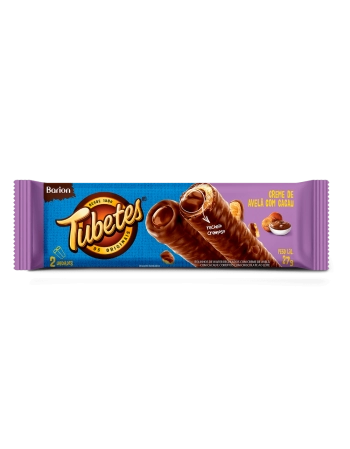 Tubetes® - Rolinho Wafer Recheado com Avelã Coberto com Chocolate 27g Display com 15 Unidades