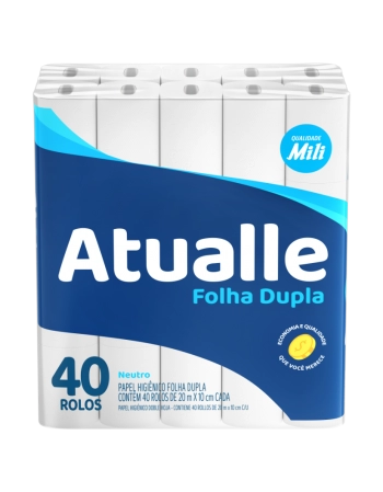 Mili Atualle Papel Higiênico Folha Dupla 20m Neutro 40 Rolos