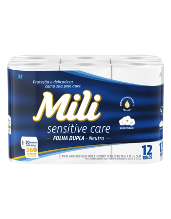 Mili Sensitive Care Papel Higiênico Folha Dupla Neutro 60m 6 Rolos