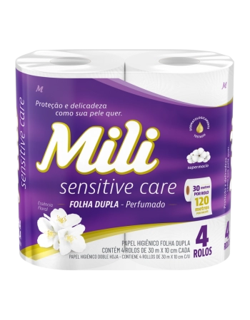 Mili Sensitive Care Papel Higiênico Folha Dupla Perfumado 30m 4 Rolos