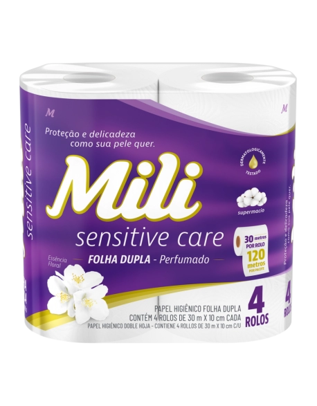 Mili Sensitive Care Papel Higiênico Folha Dupla Perfumado 30m 4 Rolos