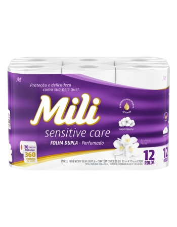 Mili Sensitive Care Papel Higiênico Folha Dupla Perfumado 30m 12 Rolos