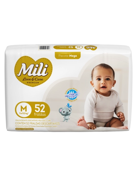 Mili Fralda Love & Care Premium Mega M 52 Unidades