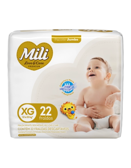 Mili Fralda Love & Care Premium Jumbo XG 22 Unidades