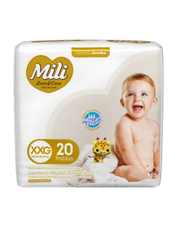 Mili Fralda Love & Care Premium Jumbo XXG 20 Unidades