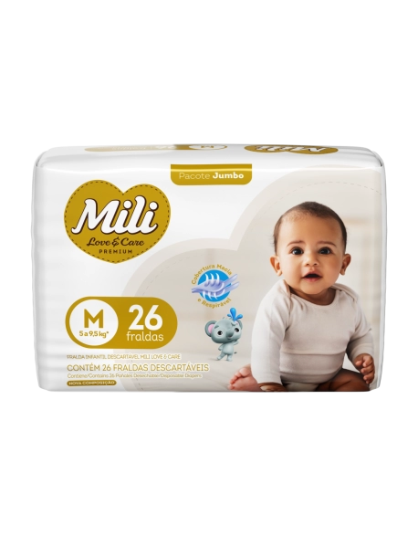 Mili Fralda Love & Care Premium Jumbo M 26 Unidades