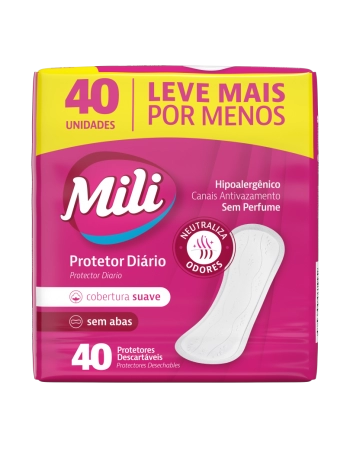 Mili Protetor Diário Cobertura Suave Sem Abas 40 Unidades