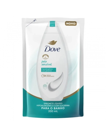 UNI DOVE SABONETE LIQ PELE SENSIVEL REFIL 200ML (12)