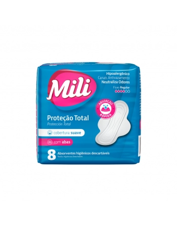 Absorvente MIli Proteção Total Suave Com Abas 8UN