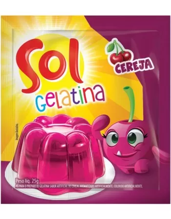 Sol Gelatina Cereja Sachê 25g Display com 15 unidades