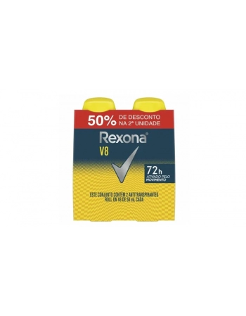 UNI REXONA ROLL ON V8 50% DESC SEGUNDA UNID PACK 2X50ML (15)