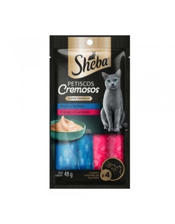 SHEBA PETISCO CREMOSO ATUM + ATUM & CAMARAO 4X12G