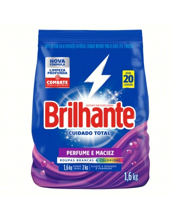 Lava Roupas em Po Brilhante Cuidado Total Sachê 1,6kg