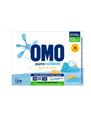 Lava Roupas Pó Omo Puro Cuidado Caixa 1,6kg