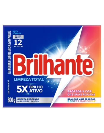 Lava-Roupas Pó Roupas Brancas e Coloridas Brilhante Limpeza Total Caixa 800g