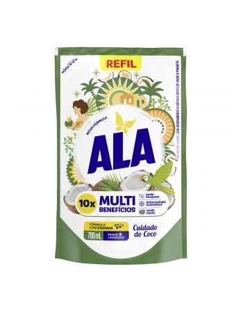 Lava-Roupas Líquido Ala Cuidado do Coco Sachê 700ml