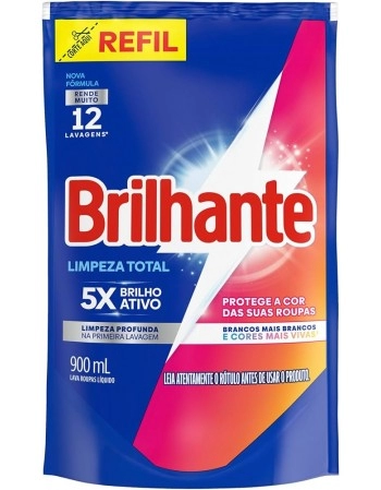 LAVA-ROUPAS LÍQUIDO BRILHANTE LIMPEZA TOTAL REFIL 700ML (12)