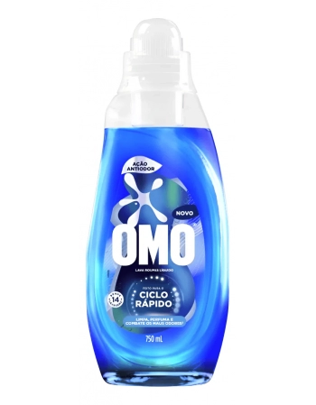 LAVA-ROUPAS LÍQUIDO OMO CICLO RÁPIDO AÇÃO ANTIODOR FRASCO 750ML (12)