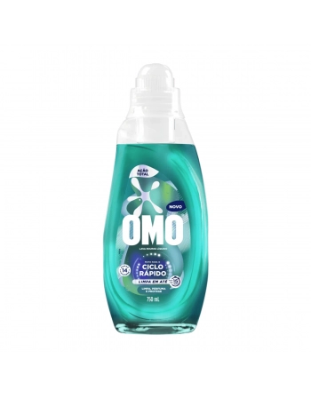 LAVA-ROUPAS LÍQUIDO OMO CICLO RÁPIDO AÇÃO TOTAL FRASCO 750ML (12)